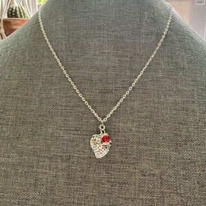 Handmade Silver Strawberry Charm Necklace